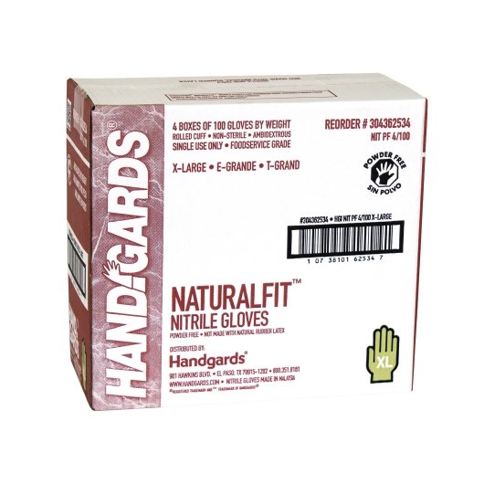 Handgards Naturalfit Nitrile Blue Powder Free Extra Large Glove, 4 x 100 x 100 each Case - DOT product image 3