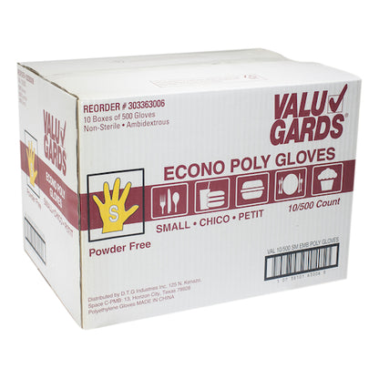 Handgards Wrist Length DISPOSABLE LOOSE FITTING POLY CLEAR PF Small GLOVES, 10 x 500 x 500 each Case - DOT product image 6