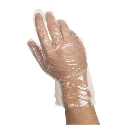 Handgards Wrist Length DISPOSABLE LOOSE FITTING POLY CLEAR PF Small GLOVES, 10 x 500 x 500 each Case - DOT product image 4