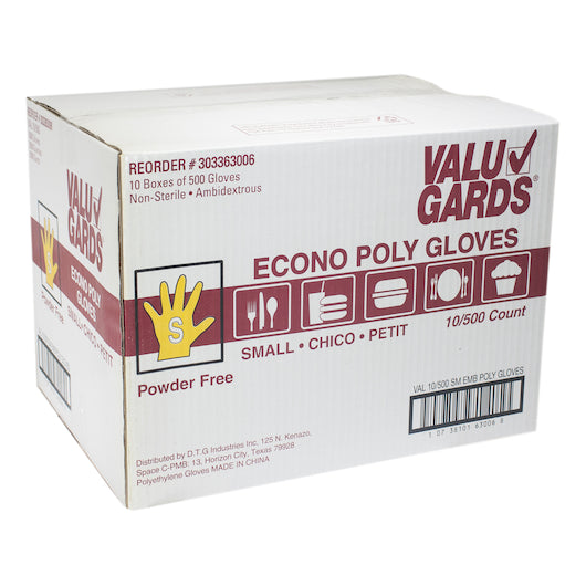 Handgards Wrist Length DISPOSABLE LOOSE FITTING POLY CLEAR PF Small GLOVES, 10 x 500 x 500 each Case - DOT product image 7
