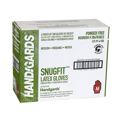 Glove (Latex Disposable Snugfit Latex Powder Free Medium Glove, 4 x 100 x 100 each Case - Disposables