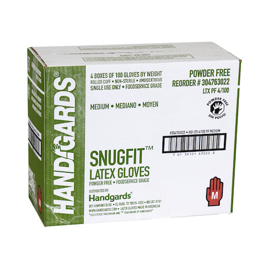 Glove (Latex Disposable Snugfit Latex Powder Free Medium Glove, 4 x 100 x 100 each Case - Disposables