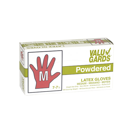 Valugards Latex Powdered Medium Glove, 10 x 100 x 100 each Case - Disposables