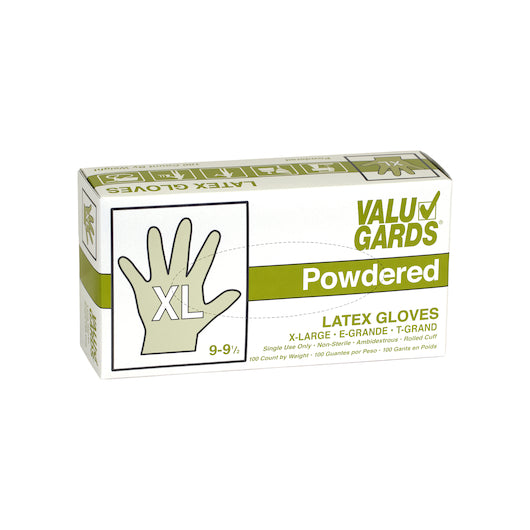 Handgards Valugard Powder Latex Powdered Extra Large Glove, 10 x 100 x 100 each Case - Disposables