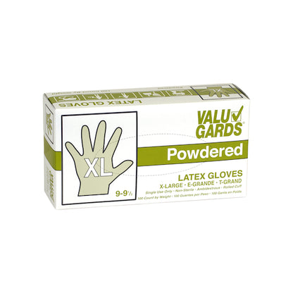 Handgards Valugard Powder Latex Powdered Extra Large Glove, 10 x 100 x 100 each Case - Disposables