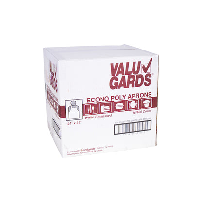 Valugards 24X42 Economy Poly Embossed White Light Duty Apron, 10 x 100 x 100 each Case - GS1 closed shipping case image