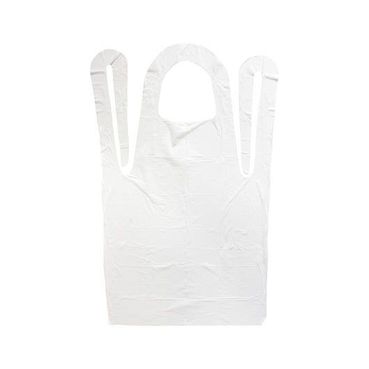 Valugards 24X42 Economy Poly Embossed White Light Duty Apron, 10 x 100 x 100 each Case - Foodservice Apparel