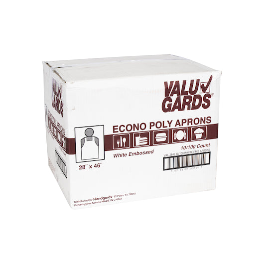 Handgards Valugard White APRON ECONOMY POLY WHITE EMBOSSED LIGHT DUTY 28X46, 10 x 100 x 100 each Case - DOT product image 3