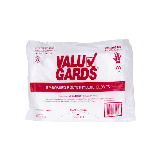 Glove Poly Clear Disposable Loose Fitting Poly Clear Pf Large Gloves, 10 x 10 x 100 each Case - Disposables