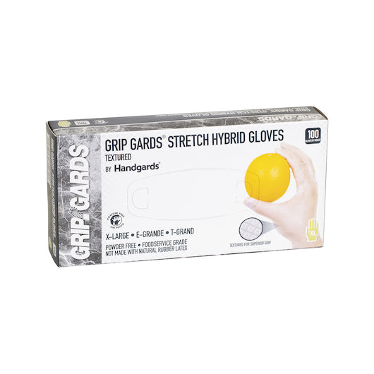 Grip Gards Nitrile/Vinyl Hybrid Clear Form-Fitting Stretch Powder Free Extra Large Glove, 10 x 100 x 100 each Case