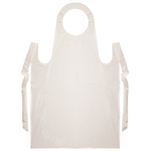 Handgards Heavy Duty Embossed White Poly Apron, 1 x 100 x 100 each Case - Foodservice Apparel