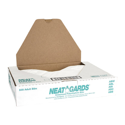 Neatgards Low Density Poly Embossed 15.5 Inch X 20 Inch Adult White Bib, 1 x 500 x 500 each Case - Bar Towels & Kitchen