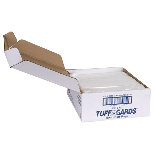 Bag Clear High Density Clear Saddle Sandwich Bag 7.5 x 7.5, 1 x 2000 x 2000 each Case - GS1 open-case image