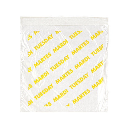 Valugards Bag High Density Saddle Preportion Bag Printed Tuesday Yellow, 1 x 2000 x 2000 each Case - Food Wrap Bags