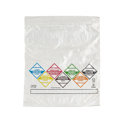 Handgards 6.5 inch X 7 Inch High Density Saddle Weekly Daily Color Coded Bag, 1 x 2000 x 2000 each Case - Food Wrap Bags