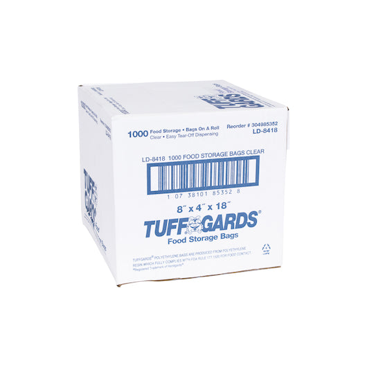 Tuffgards 8 Inch X 4 Inch X 18 Inch .6 Mil Low Density Roll Pack Easy Tear Clear Food Storage Bag, 1 x 1000 x 1000 each - DOT product image 2
