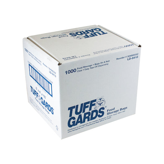 Tuffgards 8 Inch X 4 Inch X 18 Inch .6 Mil Low Density Roll Pack Easy Tear Clear Food Storage Bag, 1 x 1000 x 1000 each - GS1 closed shipping case image