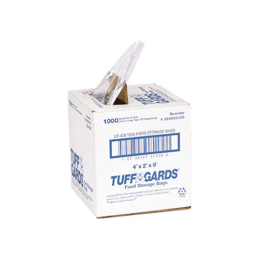 Tuffgards 4 Inch X 2 Inch X 8 Inch.6 Mil Low Density Roll Pack Easy Tear Clear Food Storage Bag, 1 x 1000 x 1000 each