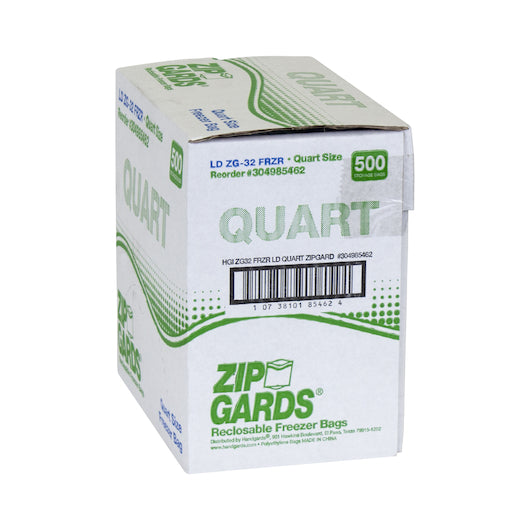 Zipgards ZIPGARD FREEZER BAG QUART 2.7MIL, 1 x 500 x 500 each Case - GS1 closed shipping case image