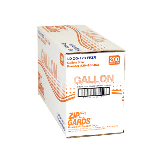 Zipgards 2.7 Mil Low Density Clear Resealable Gallon Size Dispenser Pack Freezer Bag, 1 x 200 x 200 each Case - GS1 closed shipping case image