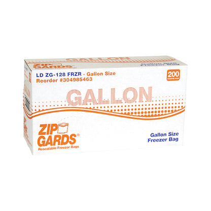 Zipgards 2.7 Mil Low Density Clear Resealable Gallon Size Dispenser Pack Freezer Bag, 1 x 200 x 200 each Case - GS1 closed shipping case image