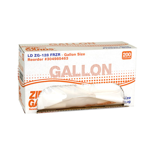Zipgards 2.7 Mil Low Density Clear Resealable Gallon Size Dispenser Pack Freezer Bag, 1 x 200 x 200 each Case - GS1 open-case image