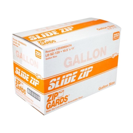 Handgards Food Storage Side Zip 1.75 MIL Low Density Clear Flat Pack Gallon Slide Zip Food Storage Bag, 1 x 250 x 250 - DOT product image 3
