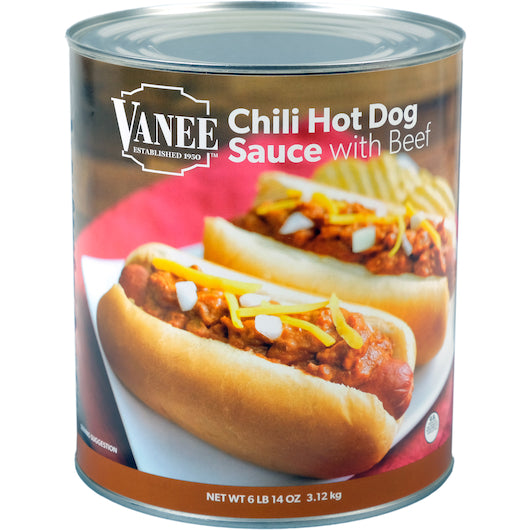 Vanee Chili Hot Dog Sauce With Meat, 6 x 110 oz Case - GS1 inner-pack image