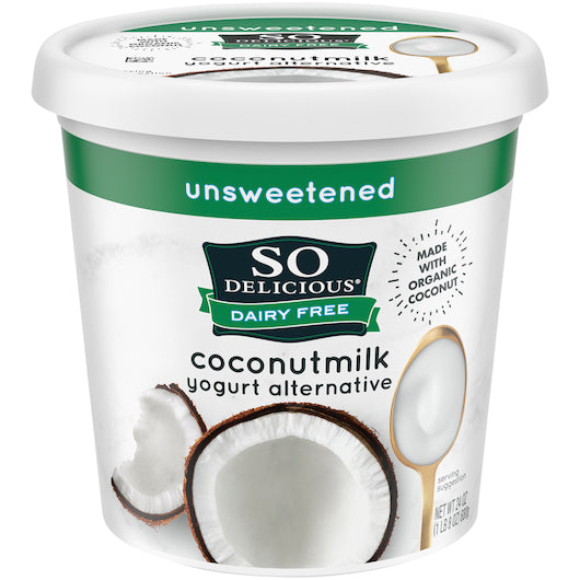 So Delicious Dairy Free Cultured Extended Shelf Life Plain Coconut Unsweetened Yogurt, 6 x 24 oz Case - Cheese & Dairy