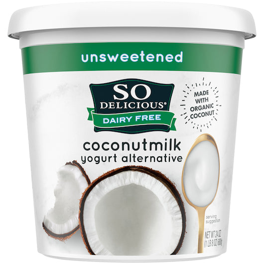 So Delicious Dairy Free Cultured Extended Shelf Life Plain Coconut Unsweetened Yogurt, 6 x 24 oz Case - DOT product image 3