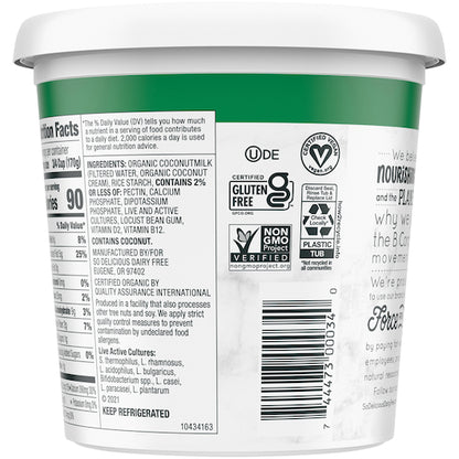So Delicious Dairy Free Cultured Extended Shelf Life Plain Coconut Unsweetened Yogurt, 6 x 24 oz Case - DOT product image 7