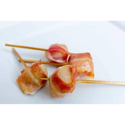 Holiday Foods Mini Bacon Wrapped Scallop, 1 x 100 ct Case - Frozen Meat & Seafood