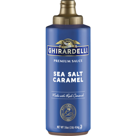 Ghirardelli Sea Salt Caramel Sauce Squeeze Bottle, 12 x 16 oz Case - Condiments & Sauces