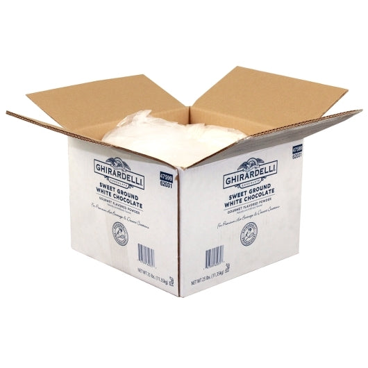 Ghirardelli Sweet Ground White Chocolate Flavor Bulk, 1 x 25 lb Case - Candy & Confections