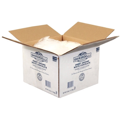 Ghirardelli Sweet Ground White Chocolate Flavor Bulk, 1 x 25 lb Case - Candy & Confections
