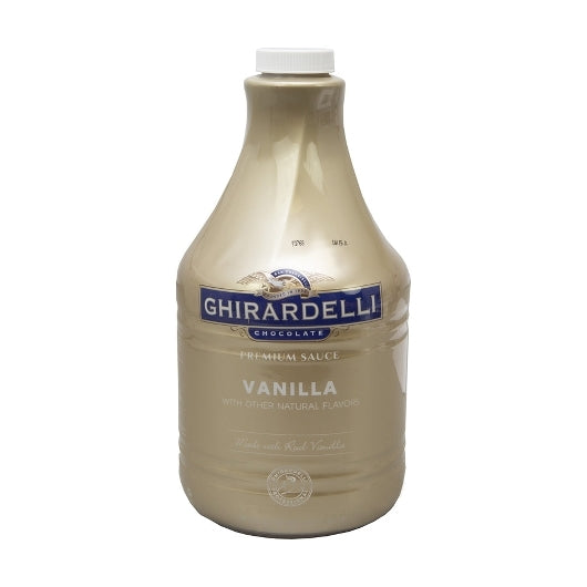 Ghirardelli Premium Vanilla Sauce Pump Bottle, 6 x 89.9 oz Case - Condiments & Sauces
