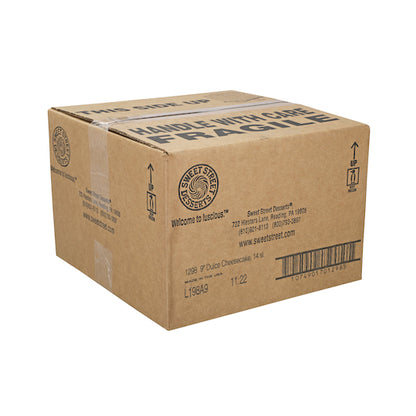 Sweet Street 9 Inch Dulce De Leche Cheesecake, 14 Slices per Cheesecake, 2 x 4.56 lb Case - GS1 closed shipping case image