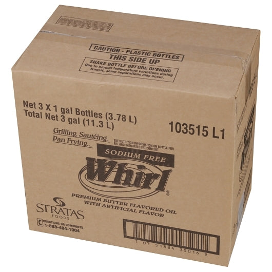 Whirl Sodium Free Butter Flavored Oil, 3 x 1 GA Case - GS1 closed shipping case image
