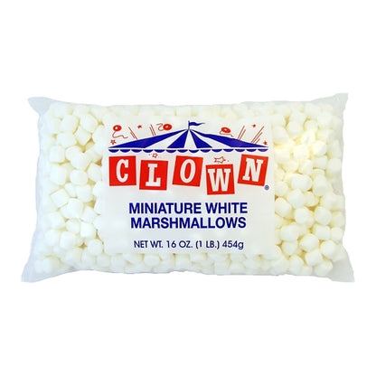 Clown No Artificial Colors Miniature White Marshmallows, 12 x 1 lb Case - Bakery & Desserts
