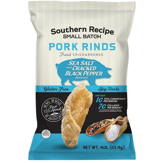 Southern Recipe Small Batch Sea Salt & Black Pepper Pork Rinds, 6 x 4 oz Case - DOT product image 2