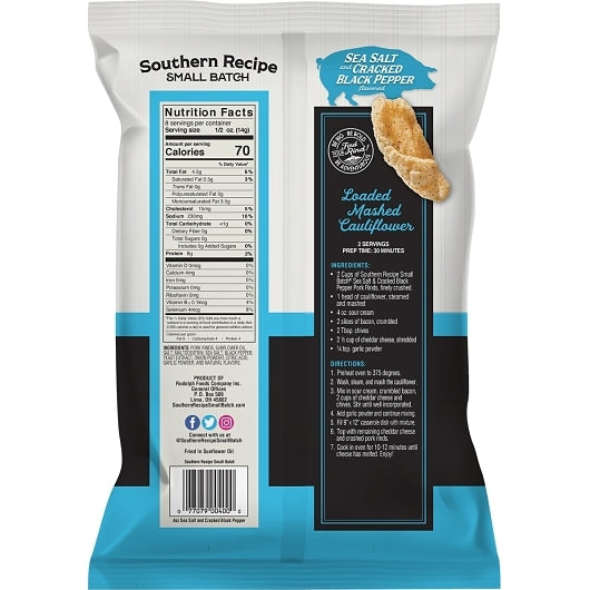 Southern Recipe Small Batch Sea Salt & Black Pepper Pork Rinds, 6 x 4 oz Case - DOT product image 3
