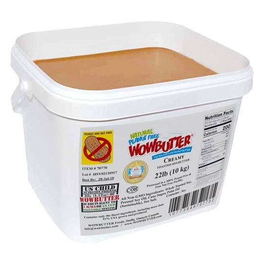 Wowbutter Gluten Free Peanut Free Creamy Spread, 1 x 22 lb Case - Front/center packaged product image