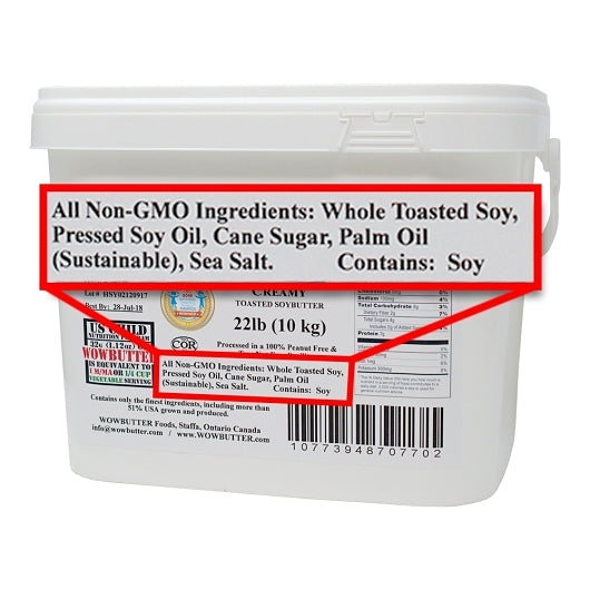 Wowbutter Gluten Free Peanut Free Creamy Spread, 1 x 22 lb Case - Alternate product angle or state