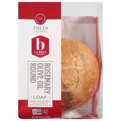 Labrea Bakery Unsliced Round Rosemary Olive Oil Parbaked Loaf, 12 x 14.5 oz Case - Breads, Rolls & Buns