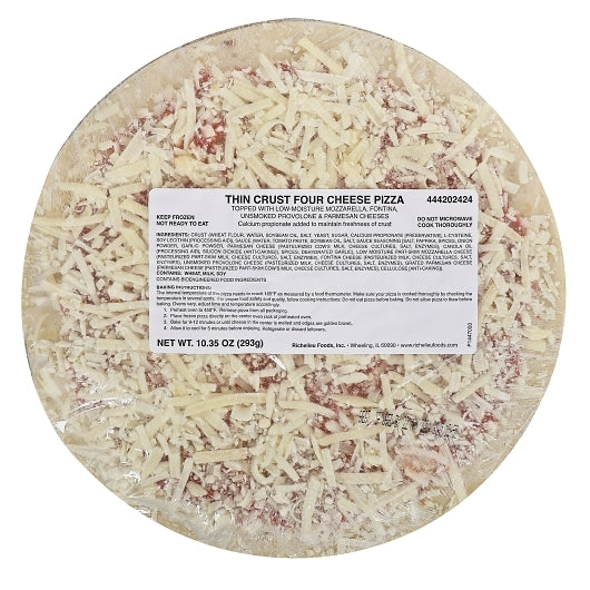Richelieu Foods Thin Crust Four Cheese Pizza, 1 x 15.525 lb Case - Prepared Foods
