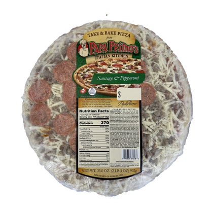 Papas Primos Large SAUSAGE AND PEPPERONI PIZZA, 1 x 6 ct Case - DOT product image 3