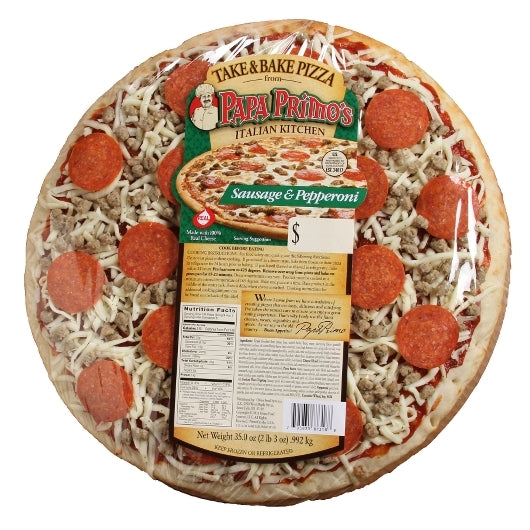 Papas Primos Large SAUSAGE AND PEPPERONI PIZZA, 1 x 6 ct Case - DOT product image 6