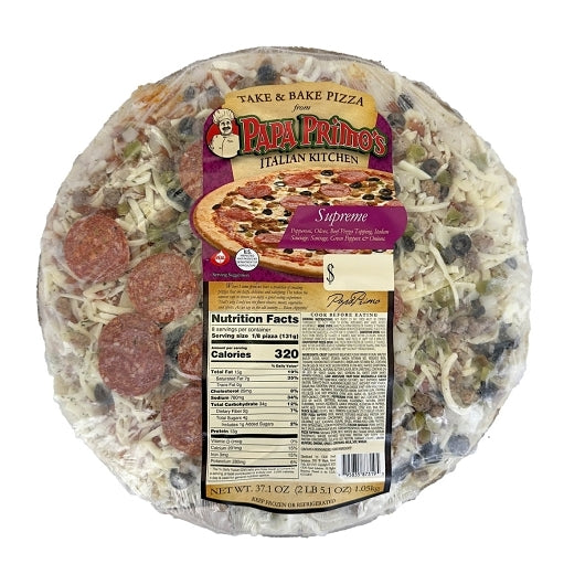 Papas Primos Large SUPREME PIZZA, 6 x 2.3 lb Case - DOT product image 4