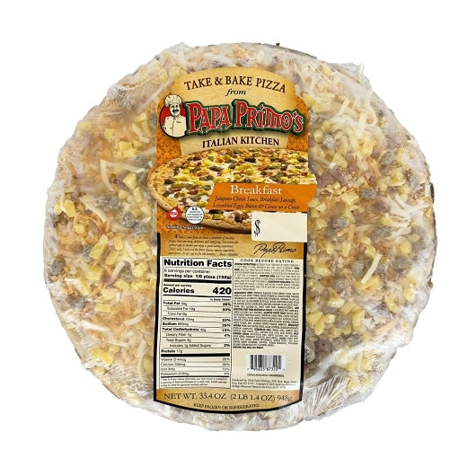 Papas Primos Large BREAKFAST PIZZA, 6 x 33.4 oz Case - DOT product image 4