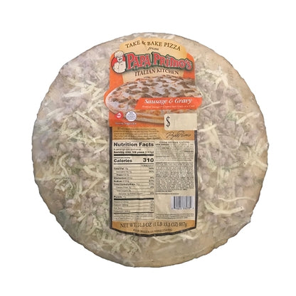 Papa Primos Large Sausage & Gravy Pizza, 6 x 31.3 oz Case - Prepared Foods